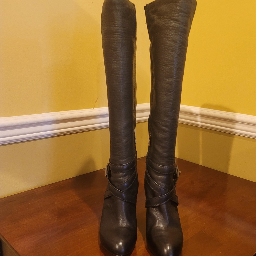 BCBG Paris Black Knee-High Heeled Boots